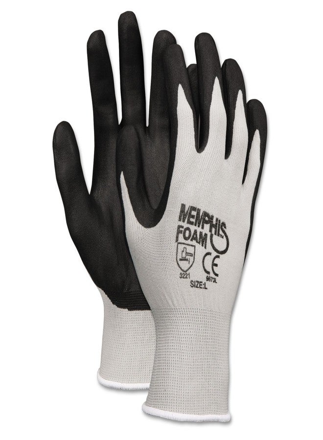 Memphis Glove 9673L Foam Nitrile Gloves, Large, Black/Gray (Pack of 12) - Image 1